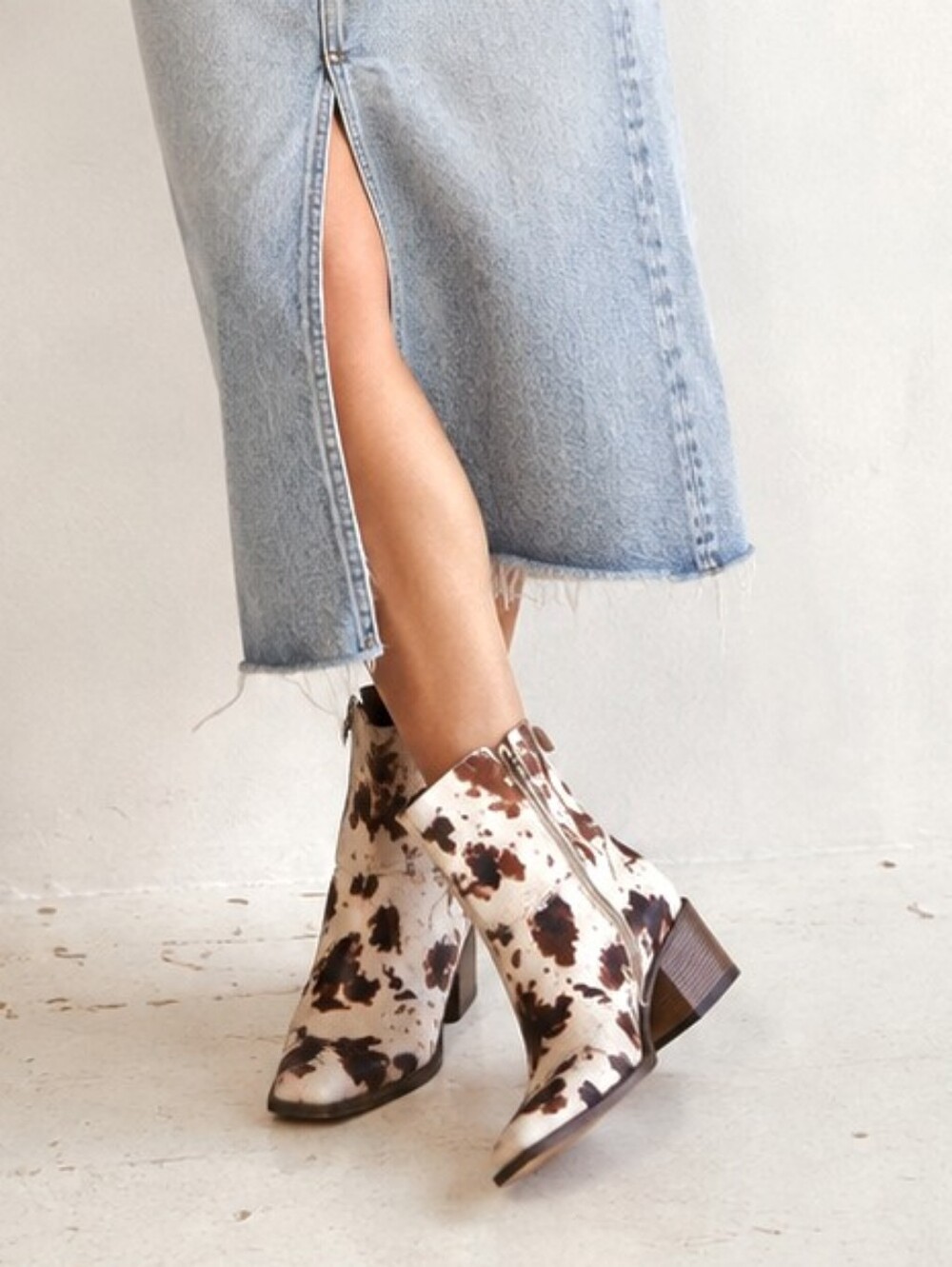 Cowhide Style Ankle Booties By VERY G Western Style